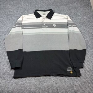 Vintage Lee Cooper Shirt Men's XXL Long Sleeve Polo Rugby Black Striped Preppy